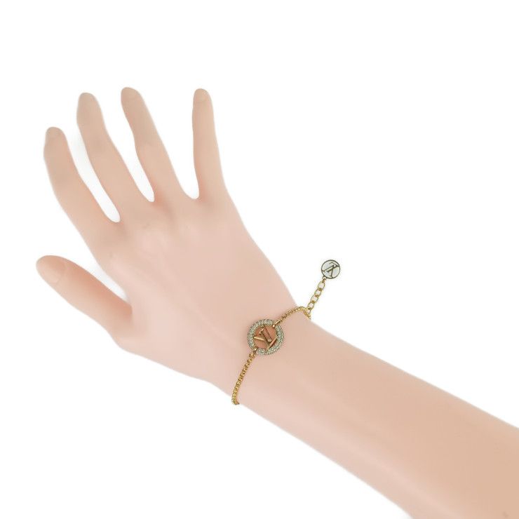 Louis Vuitton Bracelet Louise By Knight M00758 Gold Metal Rhinestone Ladies