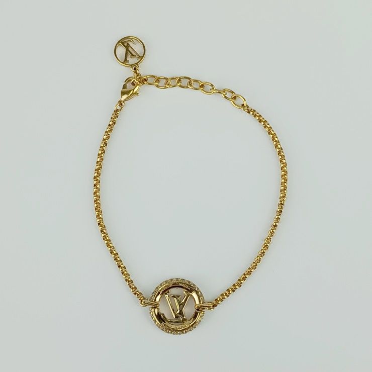Louis Vuitton Bracelet Louise By Knight M00758 Gold Metal Rhinestone Ladies