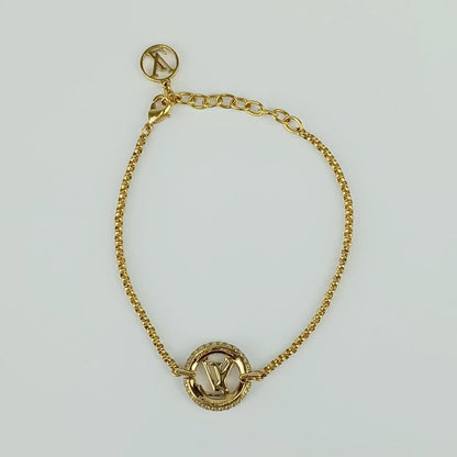 Louis Vuitton Bracelet Louise By Knight M00758 Gold Metal Rhinestone Ladies
