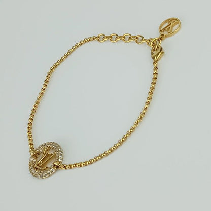 Louis Vuitton Bracelet Louise By Knight M00758 Gold Metal Rhinestone Ladies