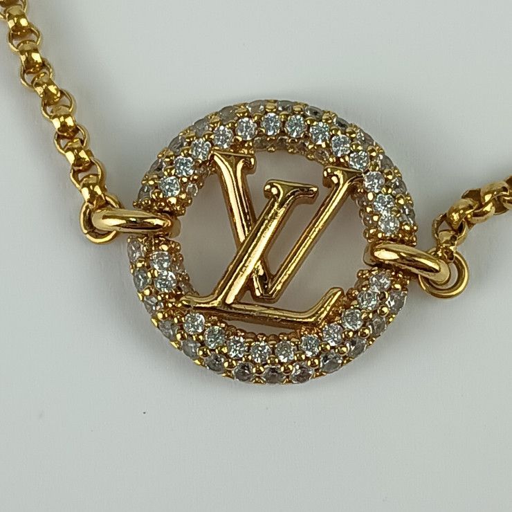 Louis Vuitton Bracelet Louise By Knight M00758 Gold Metal Rhinestone Ladies