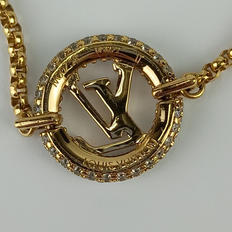 Louis Vuitton Bracelet Louise By Knight M00758 Gold Metal Rhinestone Ladies