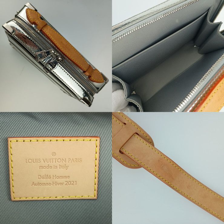 Louis Vuitton Shoulder Bag Monogram Mirror Handle Soft Trunk M45885 Silver PVC