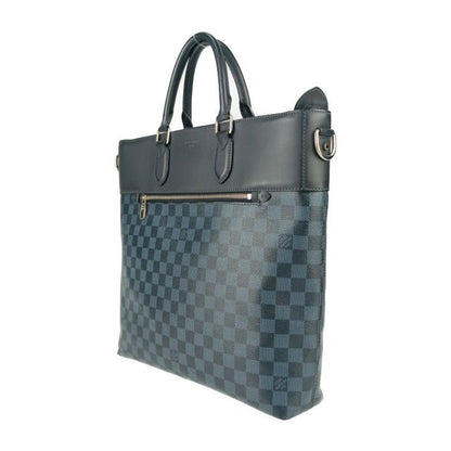 Louis Vuitton Tote Bag Newport N41588 Navy Silver Hardware Damier Cobalt Canvas