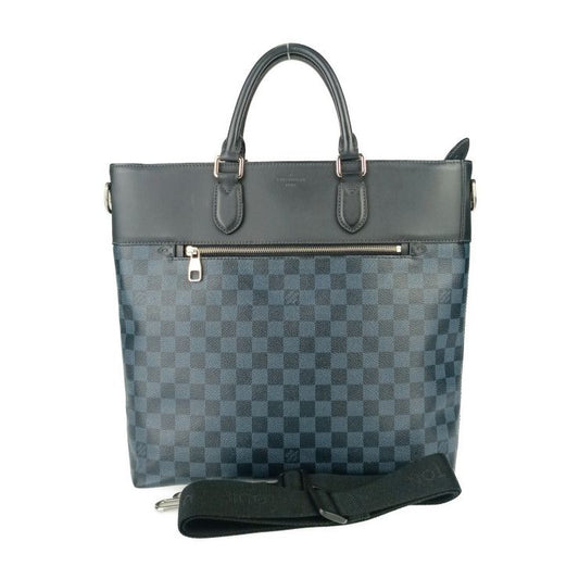 Louis Vuitton Tote Bag Newport N41588 Navy Silver Hardware Damier Cobalt Canvas