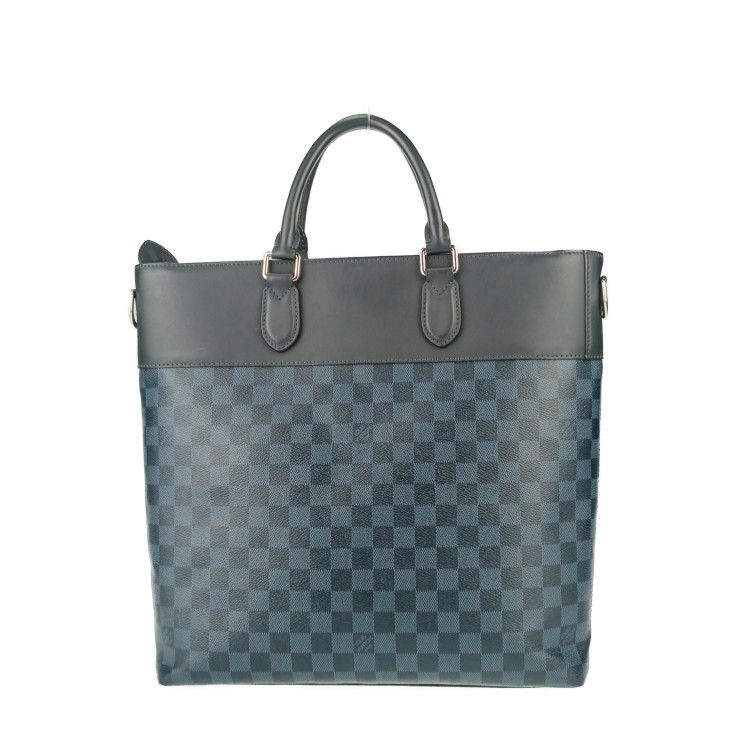 Louis Vuitton Tote Bag Newport N41588 Navy Silver Hardware Damier Cobalt Canvas