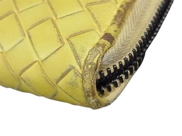 Bottega Veneta Wallet Intrecciato - Yellow Leather Unisex Round Zipper Long