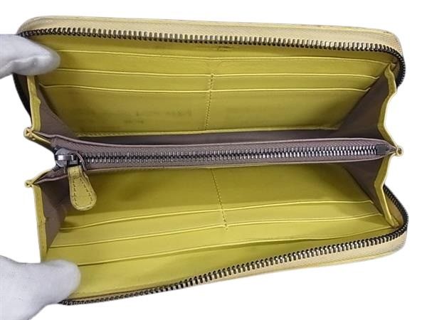 Bottega Veneta Wallet Intrecciato - Yellow Leather Unisex Round Zipper Long