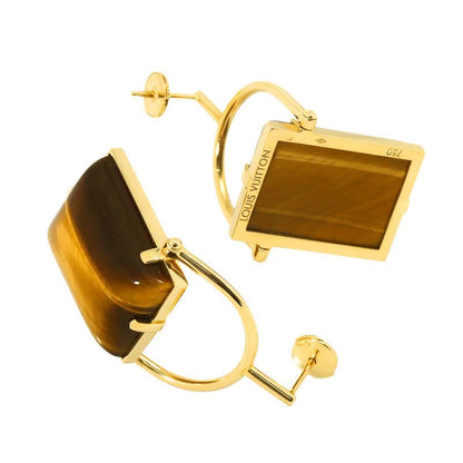 Louis Vuitton Taiga Earrings 18K YG Yellow Gold 750 Pierced