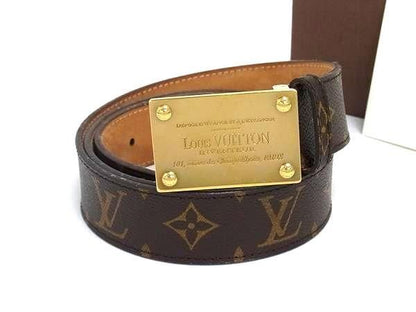 Louis Vuitton Belt Monogram Santure En Venture M9812 Brown PVC Leather Men's