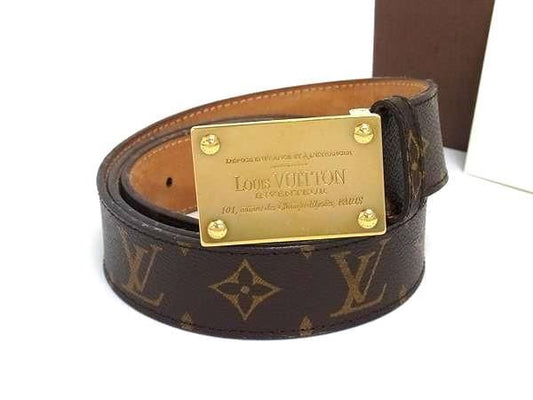 Louis Vuitton Belt Monogram Santure En Venture M9812 Brown PVC Leather Men's