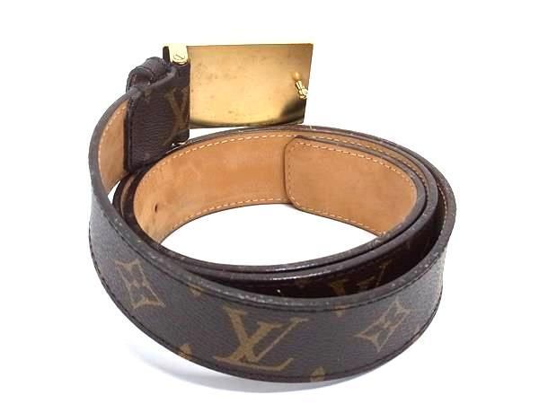 Louis Vuitton Belt Monogram Santure En Venture M9812 Brown PVC Leather Men's