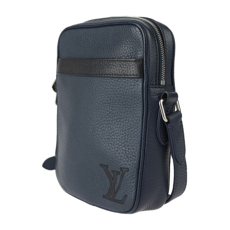 Louis Vuitton Danube PM Shoulder Bag M55168 Taurillon Leather Navy Silver