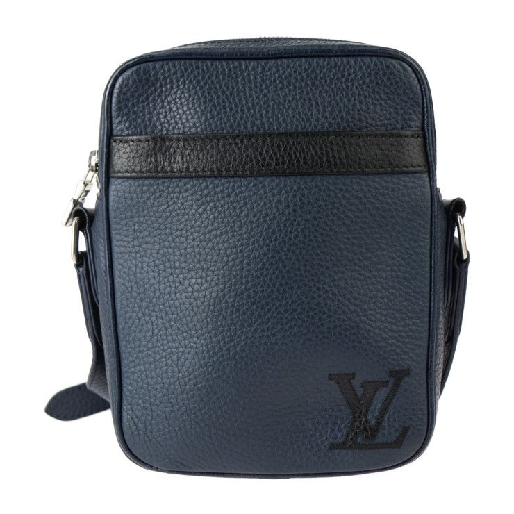 Louis Vuitton Danube PM Shoulder Bag M55168 Taurillon Leather Navy Silver