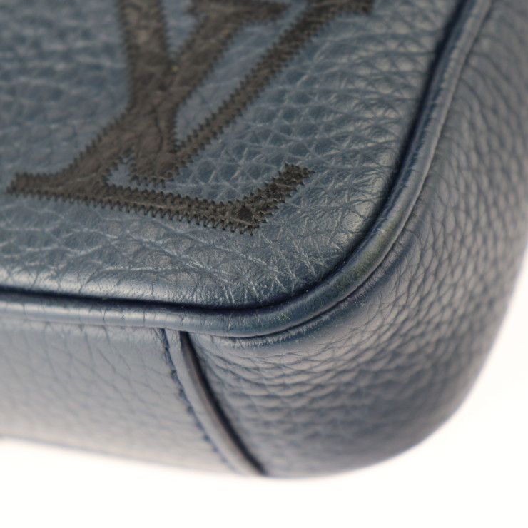 Louis Vuitton Danube PM Shoulder Bag M55168 Taurillon Leather Navy Silver