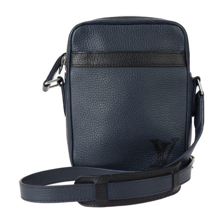 Louis Vuitton Danube PM Shoulder Bag M55168 Taurillon Leather Navy Silver