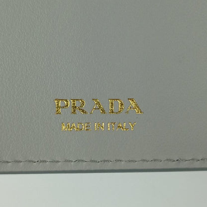 Prada Wallet City Calf Tab 1mv025 Light Gray Leather Women's Bifold Long Wallet