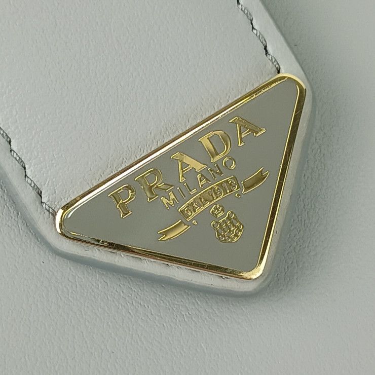 Prada Wallet City Calf Tab 1mv025 Light Gray Leather Women's Bifold Long Wallet