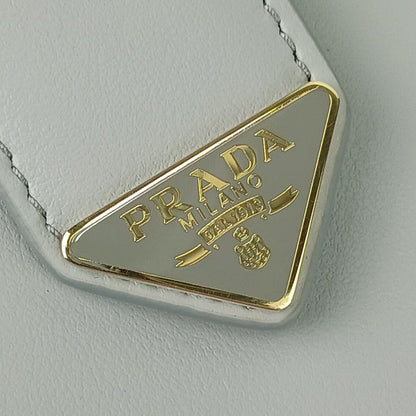 Prada Wallet City Calf Tab 1mv025 Light Gray Leather Women's Bifold Long Wallet