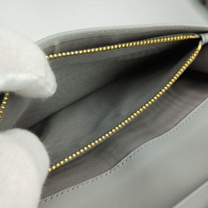 Prada Wallet City Calf Tab 1mv025 Light Gray Leather Women's Bifold Long Wallet