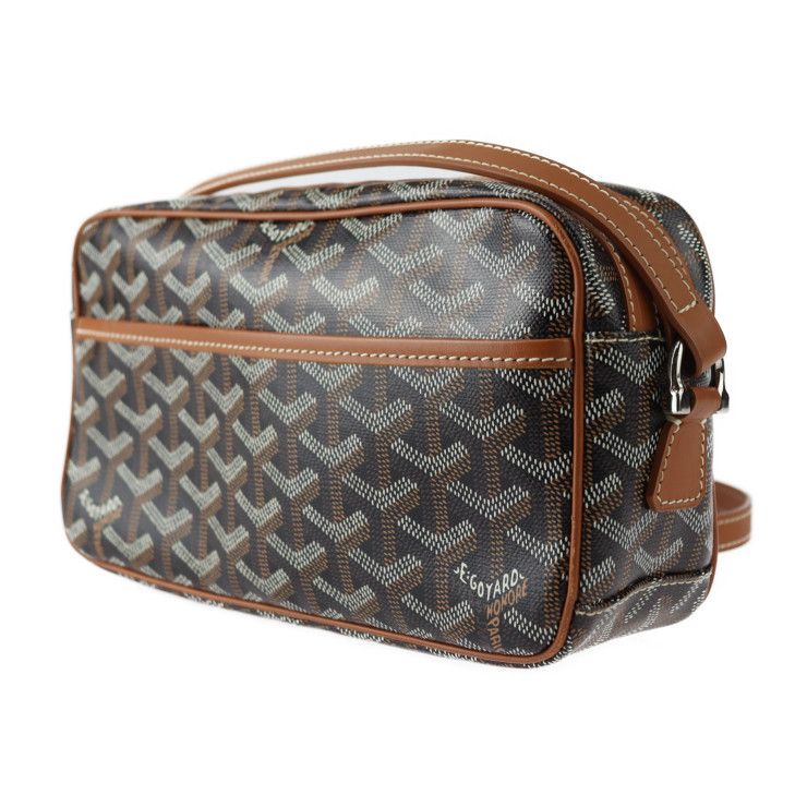 Goyard Cupveil PM Shoulder Bag - PVC Leather Black Brown Silver Hardware