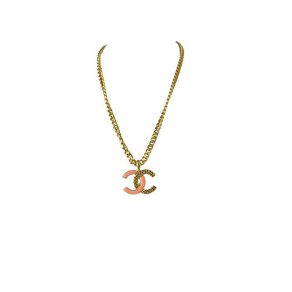 Chanel Necklace Coco Mark Necklace - Gold Pink Metal Ladies Super Excellent