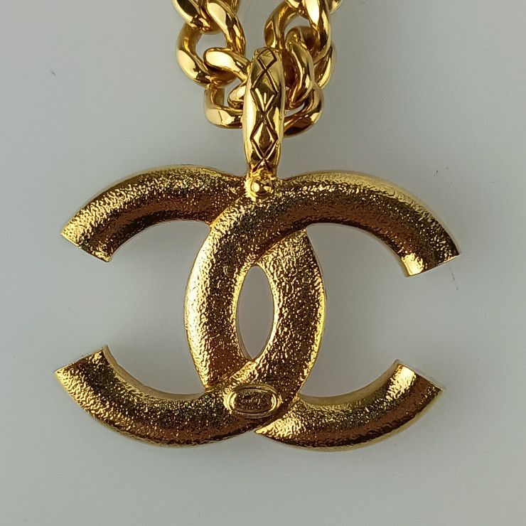 Chanel Necklace Coco Mark Necklace - Gold Pink Metal Ladies Super Excellent