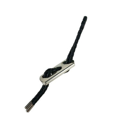 Hermes Key Holder Charm - Black Silver Leather Ag925 Unisex Braided