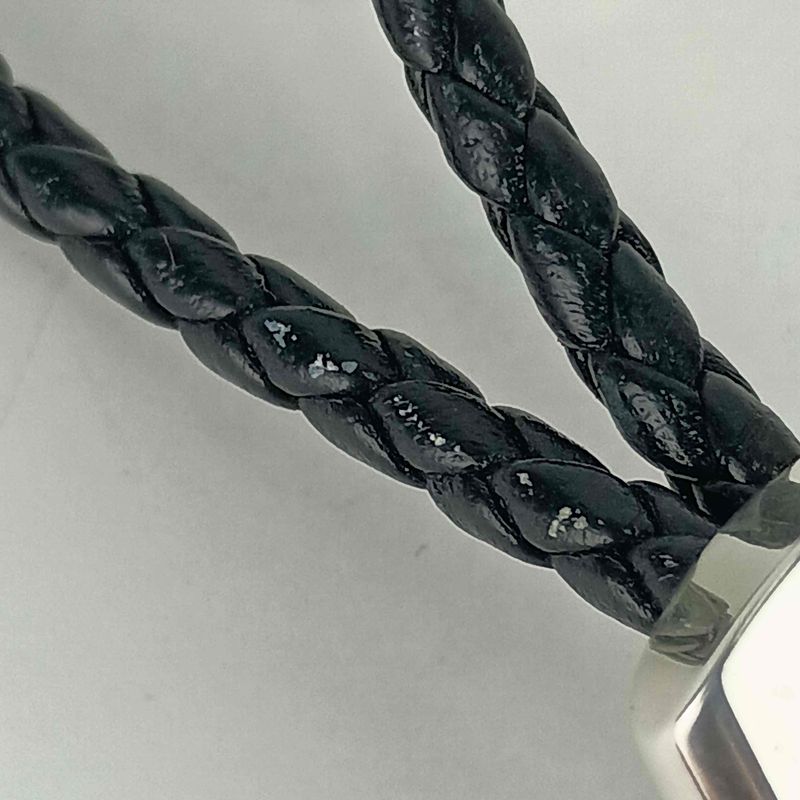 Hermes Key Holder Charm - Black Silver Leather Ag925 Unisex Braided