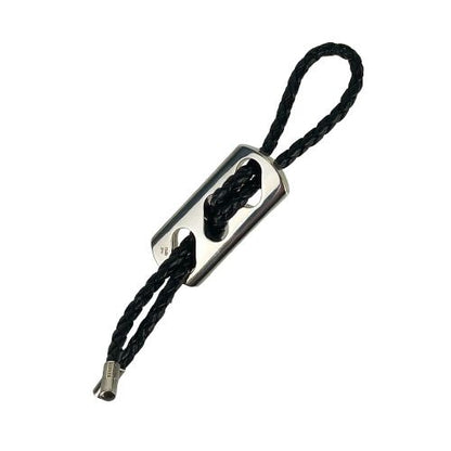 Hermes Key Holder Charm Black Silver Leather AG 925 Unisex Braided