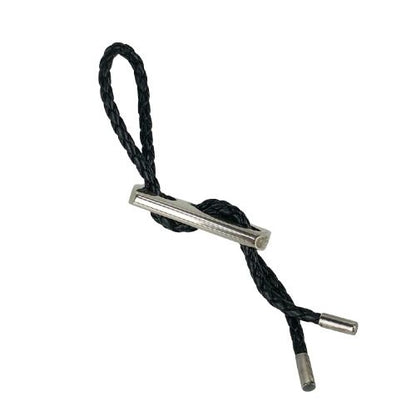 Hermes Key Holder Charm Black Silver Leather AG 925 Unisex Braided
