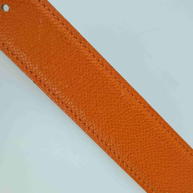 Hermes Belt Lucky Metal - Orange Epson Unisex Constance Reversible Silver
