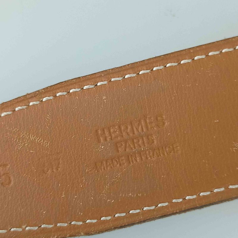Hermes Belt Lucky Metal - Orange Epson Unisex Constance Reversible Silver