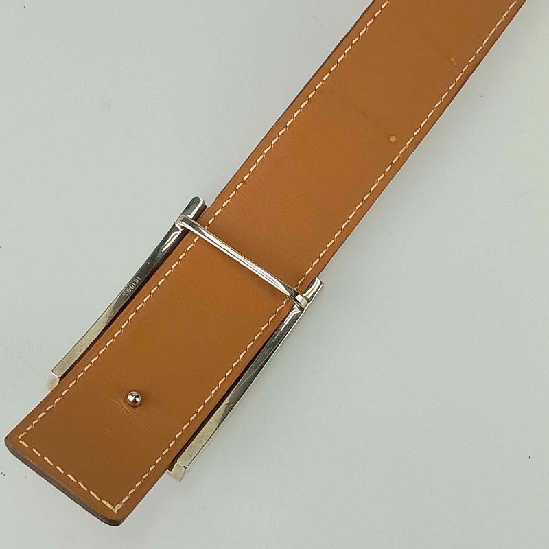 Hermes Belt Lucky Metal - Orange Epson Unisex Constance Reversible Silver