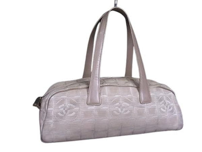 Chanel Shoulder Bag New Travel Line A15828 Beige Nylon Canvas And Leather