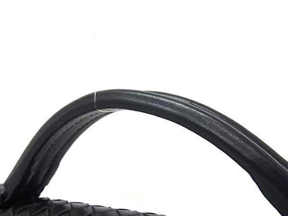 Bottega Veneta Business Bag Intrecciato 122139 Black Leather Men Silver Hardware