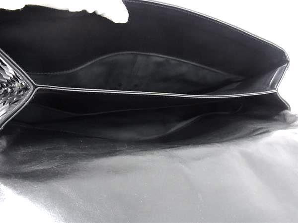 Bottega Veneta Business Bag Intrecciato 122139 Black Leather Men Silver Hardware