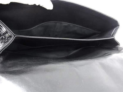 Bottega Veneta Business Bag Intrecciato 122139 Black Leather Men Silver Hardware