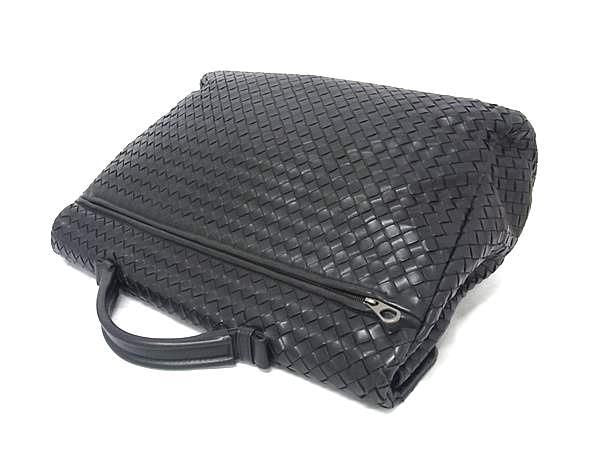 Bottega Veneta Business Bag Intrecciato 122139 Black Leather Men Silver Hardware