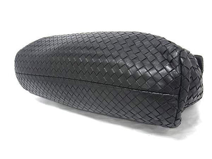 Bottega Veneta Business Bag Intrecciato 122139 Black Leather Men Silver Hardware