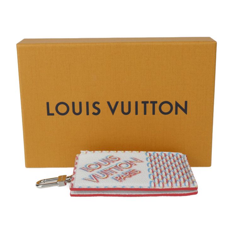 Louis Vuitton Double Zipped Card Holder Coin Case M81430 Leather Bronze White
