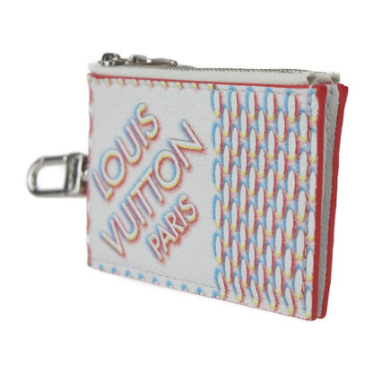 Louis Vuitton Double Zipped Card Holder Coin Case M81430 Leather Bronze White