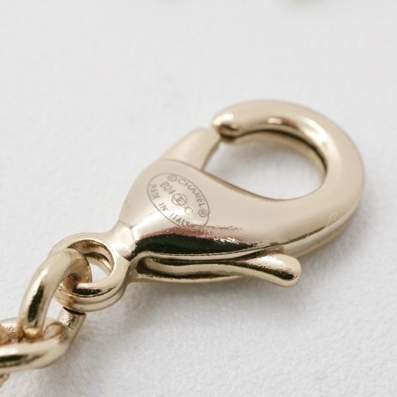 Chanel Necklace Pendant Choker Gold White Here Mark Circle