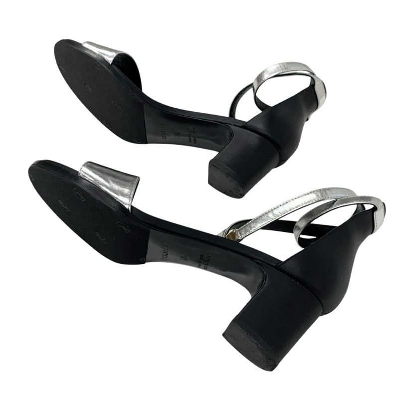 Hermes Manage Sandals Shoes Leather Silver Black Kelly Hardware Strap