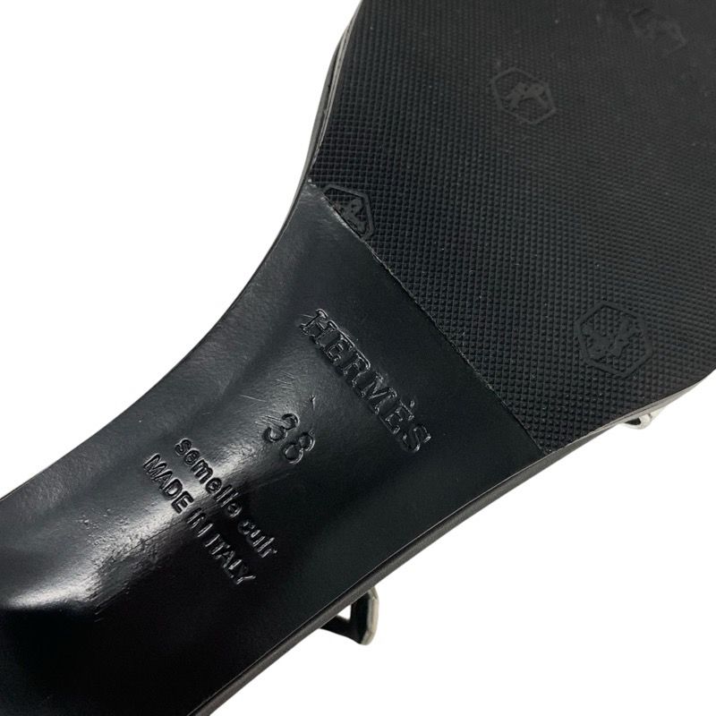 Hermes Manage Sandals Shoes Leather Silver Black Kelly Hardware Strap