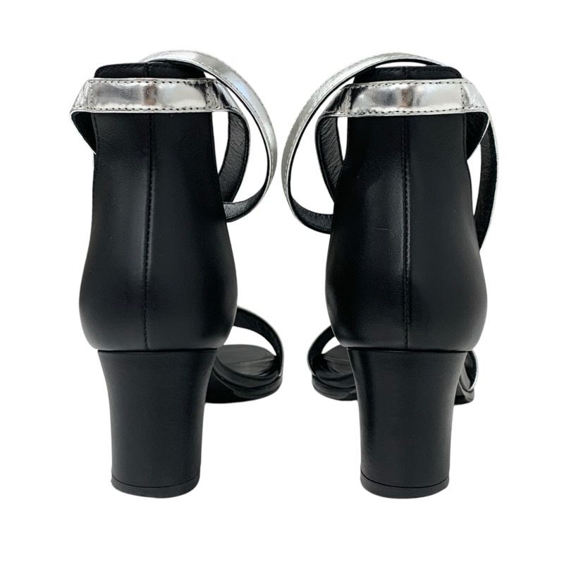 Hermes Manage Sandals Shoes Leather Silver Black Kelly Hardware Strap