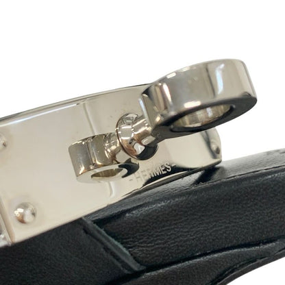 Hermes Manage Sandals Shoes Leather Silver Black Kelly Hardware Strap