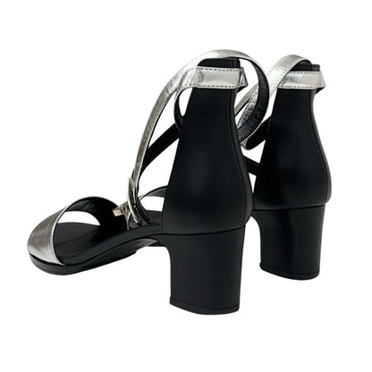 Hermes Manage Sandals Shoes Leather Silver Black Kelly Hardware Strap