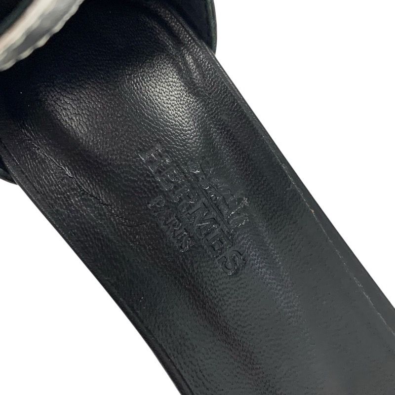 Hermes Manage Sandals Shoes Leather Silver Black Kelly Hardware Strap