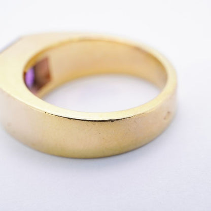 Cartier Ring Tank 18K Yellow Gold Yellow Gold Amethyst Purple #54 Ladies